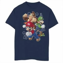 Licensed Character Boys 8-20 Super Mario Donkey Kong Mario Luigi Action Pose Graphic Tee Navy