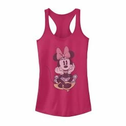 Licensed Character Juniors' Disney Mickey Sitting Minnie Tank Pink Heather