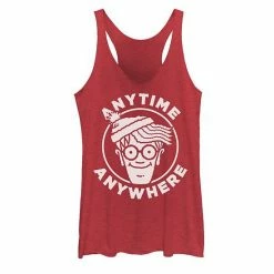Licensed Character Juniors' Where's Waldo Anywhere Anytime Graphic Tank Red Heather -Licensed Character Shop unnamed file 44083