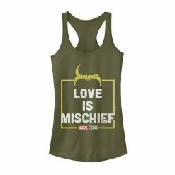 Licensed Character Juniors' Marvel Loki Love Is Mischief Tank Military Green -Licensed Character Shop unnamed file 44215