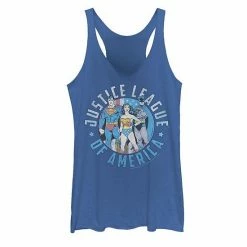 Licensed Character Juniors' DC Comics Fourth Of July Group Shot Justice League Circle Tank Red Heather -Licensed Character Shop unnamed file 44227