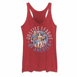 Licensed Character Juniors' DC Comics Fourth Of July Group Shot Justice League Circle Tank Red Heather -Licensed Character Shop unnamed file 44228