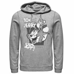 Licensed Character Mens Tom And Jerry Retro Collage Greyscale Portrait Hoodie