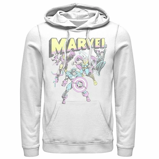 Licensed Character Men's Marvel Group Shot Distressed Comic Cover Hoodie 3 Licensed Character Men's Marvel Group Shot Distressed Comic Cover Hoodie