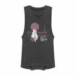 Licensed Character Disney's The Aristocats Juniors' Duchess And Thomas In Paris Muscle Tee Denim Heather -Licensed Character Shop unnamed file 44308