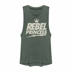 Licensed Character Juniors' Star Wars Rebel Princess Rebel Logo Muscle Tee Charcoal