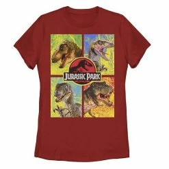 Licensed Character Juniors Jurassic Park Four Different Dinosaur Faces Tee White