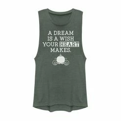 Licensed Character Juniors' Disney's Cinderella Dream Quote Carriage Muscle Tank Gold Heather