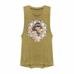 Licensed Character Juniors' Disney's Aladdin Jasmine Stained Glass Lotus Muscle Tank Denim Heather