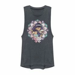 Licensed Character Juniors' Disney's Aladdin Jasmine Stained Glass Lotus Muscle Tank Denim Heather -Licensed Character Shop unnamed file 44383