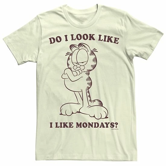 Licensed Character Men's Garfield Mondays Cold Text Tee 3 Licensed Character Men's Garfield Mondays Cold Text Tee