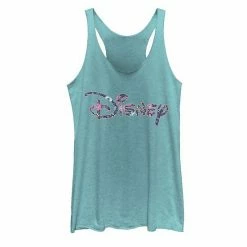 Licensed Character Juniors' Disney Floral Print Logo Tank Tahiti Blue
