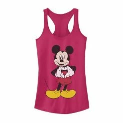 Licensed Character Juniors' Disney Mickey Mouse Heart Hands Pose Tank Red Heather -Licensed Character Shop unnamed file 44483
