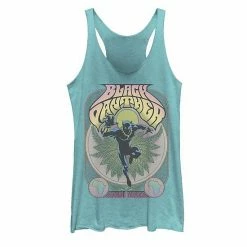 Licensed Character Juniors' Marvel Black Panther Vintage 70's Poster Style Graphic Tank Tahiti Blue
