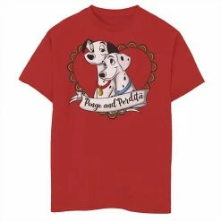Licensed Character Boys 8-20 Disney 101 Dalmatians Pongo And Perdita Gradient Heart Tee Red