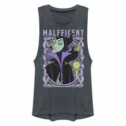 Licensed Character Disney Sleeping Beauty Juniors' Maleficent Retro Graphic Muscle Tank Denim Heather -Licensed Character Shop unnamed file 44543