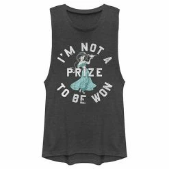 Licensed Character Juniors' Disney Aladdin Jasmine Not A Prize To Be Won Portrait Muscle Tank Top Denim Heather -Licensed Character Shop unnamed file 44556