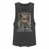 Licensed Character Juniors' Star Wars: The Rise Of Skywalker Babu Frik Portrait Muscle Graphic Tank Charcoal