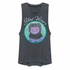 Licensed Character Juniors' Star Wars: The Rise Of Skywalker Babu Frik Muscle Tank Denim Heather -Licensed Character Shop unnamed file 44580