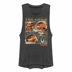 Licensed Character Juniors' Star Wars The Mandalorian The Child Aka Baby Yoda Collage Muscle Tank Charcoal -Licensed Character Shop unnamed file 44585