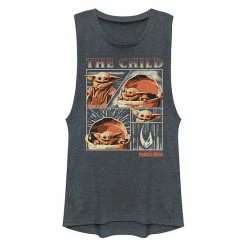 Licensed Character Juniors' Star Wars The Mandalorian The Child Aka Baby Yoda Collage Muscle Tank Charcoal -Licensed Character Shop unnamed file 44586