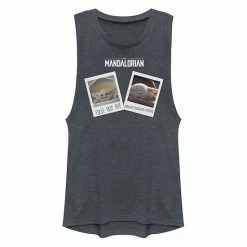 Licensed Character Juniors' Star Wars The Mandalorian The Child Photo Memories Muscle Tank Denim Heather -Licensed Character Shop unnamed file 44594