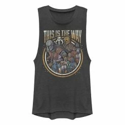 Licensed Character Juniors' Star Wars The Mandalorian Group Shot "This Is The Way" Muscle Tank Charcoal -Licensed Character Shop unnamed file 44600