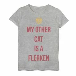 Licensed Character Girls 7-16 Marvel Captain Marvel "My Other Cat Is A Flerken" Tee Athletic Heather -Licensed Character Shop unnamed file 44653