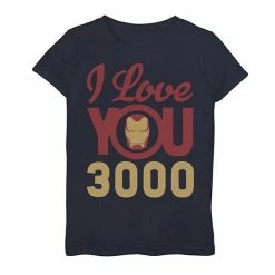 Licensed Character Girls 7-16 Marvel Avengers Endgame Iron Man "I Love You 3000" Helmet Logo Tee Navy -Licensed Character Shop unnamed file 44656