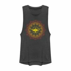 Licensed Character Juniors' Disney's Aladdin Genie Lamp Geometric Henna Pattern Muscle Tank Top Pine Heather -Licensed Character Shop unnamed file 44734