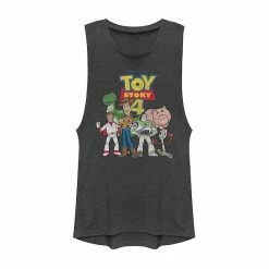 Licensed Character Juniors' Disney Pixar Toy Story 4 Buzz, Woody, And Friends Group Muscle Tank Charcoal -Licensed Character Shop unnamed file 44744