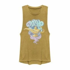 Licensed Character Juniors' Disney's Aladdin Genie Lamp Wishes Granted Muscle Tank Charcoal -Licensed Character Shop unnamed file 44772