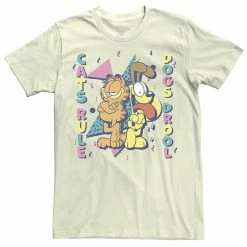 Licensed Character Men's Garfield Cats Rule Retro Tee Natural