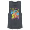 Licensed Character Juniors' Disney Aladdin Genie Retro 90's Style Poster Muscle Tank Top Charcoal -Licensed Character Shop unnamed file 44903