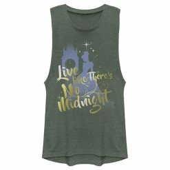 Licensed Character Juniors' Disney Cinderella Silhouette Live Like There's No Midnight Muscle Tank Top Charcoal -Licensed Character Shop unnamed file 44907
