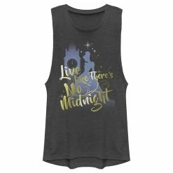 Licensed Character Juniors' Disney Cinderella Silhouette Live Like There's No Midnight Muscle Tank Top Charcoal -Licensed Character Shop unnamed file 44908