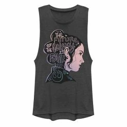 Licensed Character Juniors' Star Wars Rey "The Future Of The Galaxy Is Female" Muscle Tank Charcoal -Licensed Character Shop unnamed file 44910