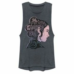 Licensed Character Juniors' Star Wars Rey "The Future Of The Galaxy Is Female" Muscle Tank Charcoal -Licensed Character Shop unnamed file 44911