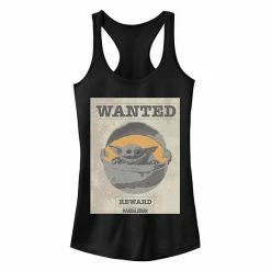 Licensed Character Juniors' Star Wars The Mandalorian The Child Aka Baby Yoda Wanted Poster Tank Black -Licensed Character Shop unnamed file 44913