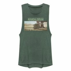 Licensed Character Juniors' Star Wars The Mandalorian The Child Aka Baby Yoda Panel Muscle Tank Pine Heather