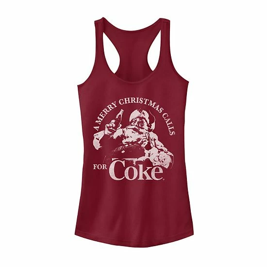 Licensed Character Juniors' Coca-Cola A Merry Christmas Calls For A Coke Graphic Tank Scarlet 3 Licensed Character Juniors' Coca-Cola A Merry Christmas Calls For A Coke Graphic Tank Scarlet