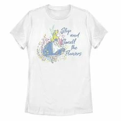 Licensed Character Disney's Alice In Wonderland Juniors' Stop & Smell Flowers Graphic Tee