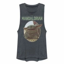Licensed Character Juniors' Star Wars The Mandalorian The Child Aka Baby Yoda Circle Muscle Tank Pine Heather -Licensed Character Shop unnamed file 45006