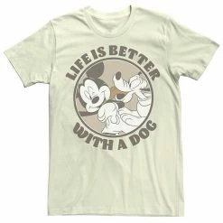 Licensed Character Men's Disney Mickey And Friends Life Is Better With A Dog Tee Natural