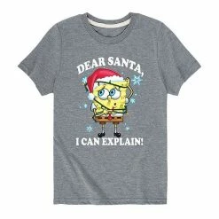 Licensed Character Boys 8-20 SpongeBob Dear Santa Tee Gray -Licensed Character Shop unnamed file 45169