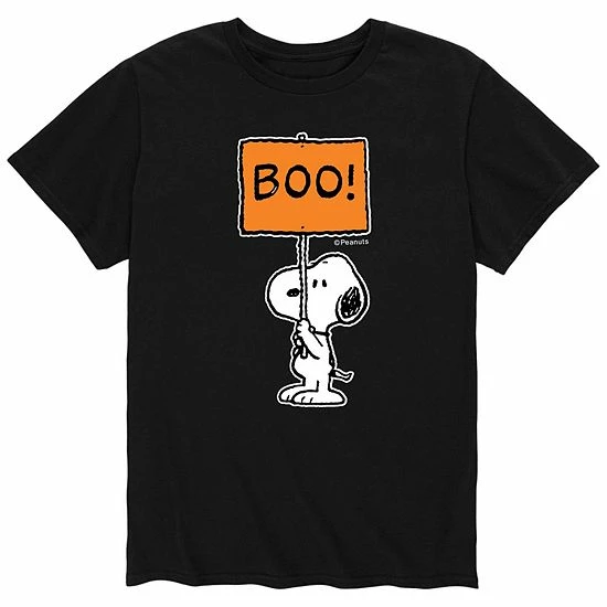 Licensed Character Men's Peanuts Snoopy Boo Sign Tee Black 5 Licensed Character Men's Peanuts Snoopy Boo Sign Tee Black - Image 3