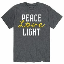 Licensed Character Men's Hanukkah "Peace Love Light" Tee Grey
