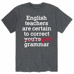Licensed Character Men's English Teachers Grammer Tee Grey -Licensed Character Shop unnamed file 46013