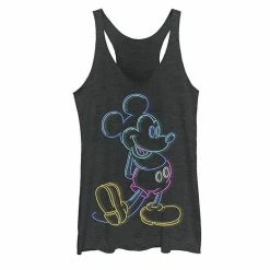 Licensed Character Juniors' Disney Mickey Neon Outline Tank Black Heather -Licensed Character Shop unnamed file 4628