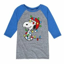 Licensed Character Boys 8-20 Peanuts Snoopy Lights Raglan